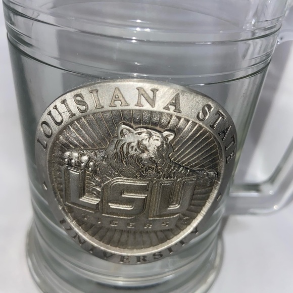 LSU Raised Pewter Emblem On Glass 2003 Beer Mug Louisiana Tigers - Picture 2 of 5